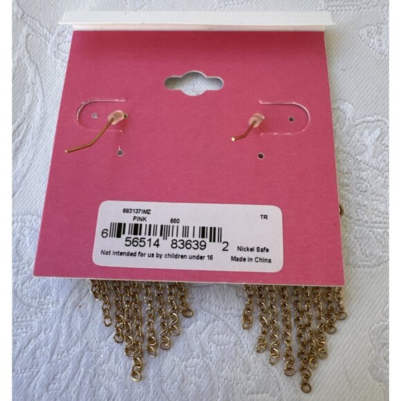 Isaac Mizrahi Goldtone Pink Reflective Umbrella Dangle Drop Earrings MSRP $38 - Picture 8 of 8